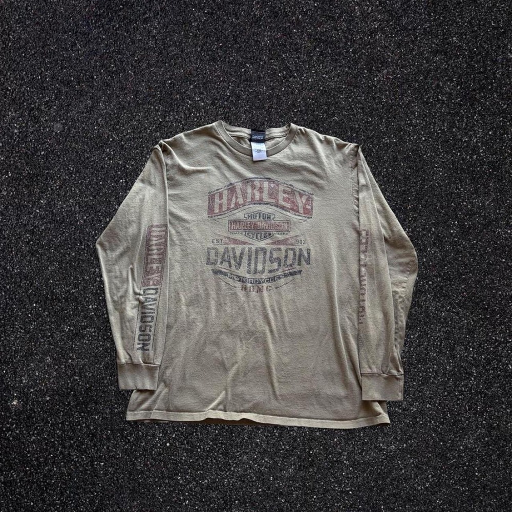 Harley Davidson Jackson Hole Long Sleeve Shirt Mens XL Green Eagle Graphic Tee
